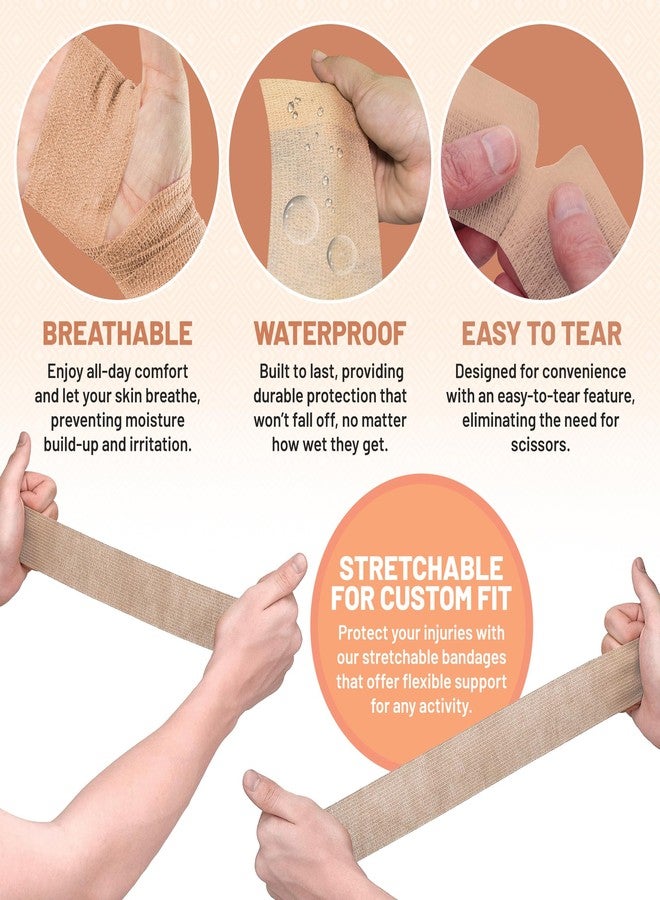 ميدكا ضمادات لاصقة ذاتية اللصق من MEDca، مقاس 2 بوصة × 5 ياردات، 12 ضمادة مع شريط إسعافات أولية مرن قوي لعلاج الالتواء والتورم والألم في الرسغ والكاحل (لون الجلد). - Image 5